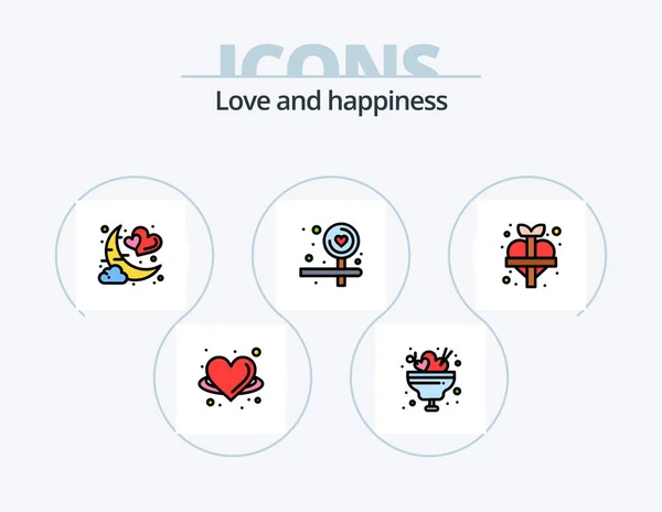 Love Line Filled Icon Pack Icon Design Flowers Love Fragrance — 图库矢量图片