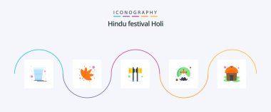 Holi Flat 5 Icon Pack Including hut. turban. music. person. indian