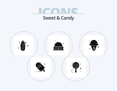 Sweet And Candy Glyph Icon Pack 5 Icon Design. dessert. pie. sweets. food. sweets
