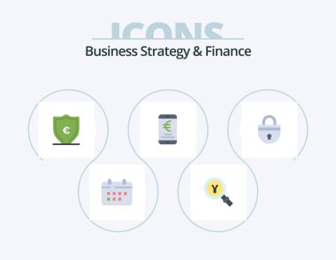 Business Strategy And Finance Flat Icon Pack 5 Icon Design. online. payment. search. mobile. shield
