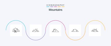 Mountains Line 5 Icon Pack Including nature. hill. nature. sun. nature