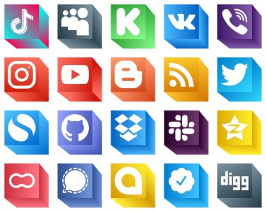 3D Icons for Popular Social Media 20 pack such as blogger. youtube. vk and instagram icons. High-definition and unique