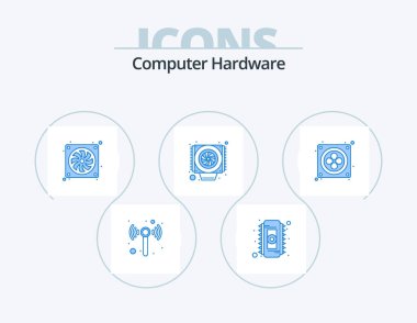Computer Hardware Blue Icon Pack 5 Icon Design. . fan. computer. computer. cooler