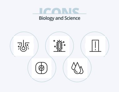 Biology Line Icon Pack 5 Icon Design. chemistry. bacteria. science. light mete. electronics