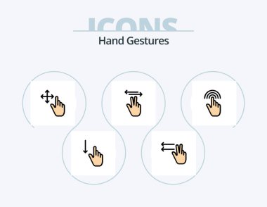 Hand Gestures Line Filled Icon Pack 5 Icon Design. move. up. click. finger. hand