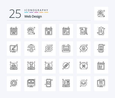 Web Design 25 Line icon pack including graphic. layout. badge. web. design