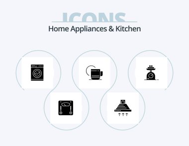 Home Appliances And Kitchen Glyph Icon Pack 5 Icon Design. hood. home. service. weight. scale