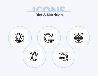 Diet And Nutrition Line Icon Pack 5 Icon Design. water. fitness health. weighing machine. diet. soda