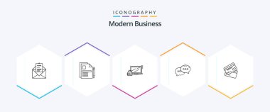 Modern Business 25 Line icon pack including conversation. chat. legal document. login. security
