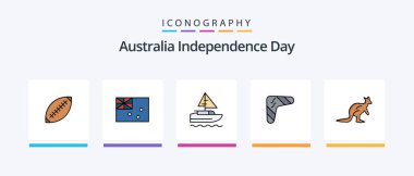 Australia Independence Day Line Filled 5 Icon Pack Including cobra. growth. australian. plant. travel. Creative Icons Design