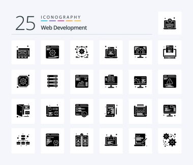 Web Development 25 Solid Glyph icon pack including serving. web. setting. speed. programming