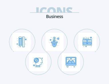 Business Blue Icon Pack 5 Simge Tasarımı. Kısa kes. Ağaç. Yaratıcı. Para için. dizayn