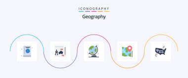 Geo Graphy Flat 5 Simge Paketi. Konumu da dahil. Harita. Kitap. Masa küresi. harita