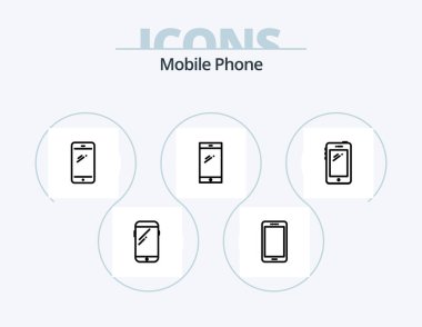 Mobile Phone Line Icon Pack 5 Icon Design. .