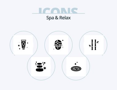 Spa ve Glyph Simge Paketi 5 Simge Tasarımı. - Evet. Kaplıca. Su. Makyaj. güzellik