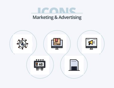 Pazarlama ve Reklam Hattı Simge 5 Simge Tasarımı 'nı doldurdu. yer imi. Haberler. Cep telefonu. Pazarlama. reklamcılık