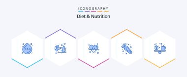 Diyet ve Beslenme 25 Mavi ikon paketi. Sebze de dahil. diyet. Kalp. Elma. yiyecek