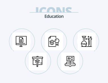 Eğitim Hattı Simgesi 5 Simge Tasarımı. Pazarlama. İş. ders çalış. Araştırma. lab