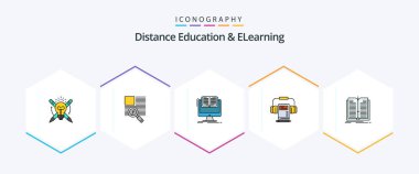 Uzaklık Eğitimi ve Eğitim 25 FilledLine simgesi, kitap dahil. Ses. Okuyorum. Müzik. cv