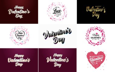 Hand-drawn black lettering Valentine's Day and pink hearts on white background vector illustration suitable for use in design of cards. banners. logos. flyers. labels. icons. badges. and stickers