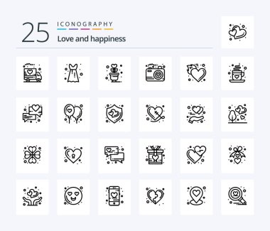 Sıcak da dahil 25 Line simgesini seviyorum. Alev. Bitki. Yangın. Aşk