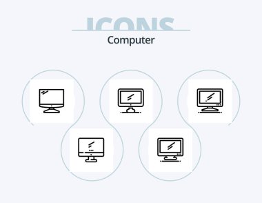 Computer Line Icon Pack 5 Icon Design. .