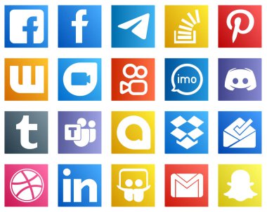 Ses gibi 20 Temel Sosyal Medya Simgesi. Stok. imo ve google ikili simgeleri. Tamamen düzenlenebilir ve eşsiz.