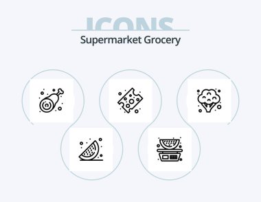 Market Hattı Simgesi 5 Simge Tasarımı. guava. Avokado. Tavuk. Peynir parçası. peynir