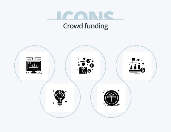Crowdfunding Glyph Icon Pack Icon Design Ipo Finance Charity Investor — Vettoriale Stock