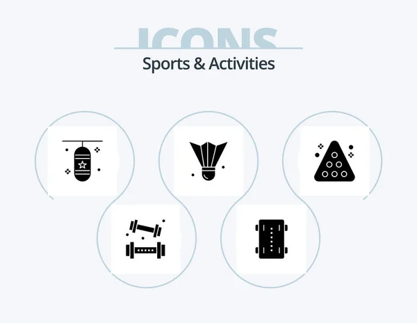 Esportes Atividades Glyph Icon Pack Icon Design Vaivém Penas Badminton — Vetor de Stock