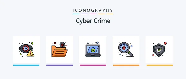 Cyber Crime Line Filled Icon Pack Including Atm Card Security — Vetor de Stock