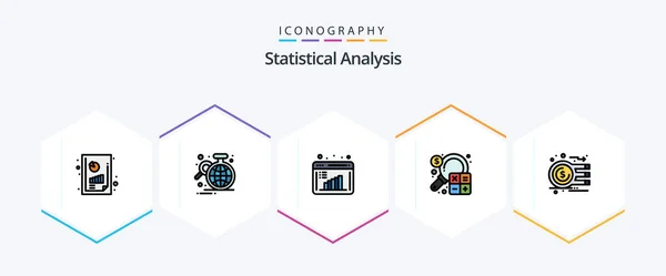 Statistical Analysis Filledline Icon Pack Including Marketing Business Statistic Analysis — Stock Vector