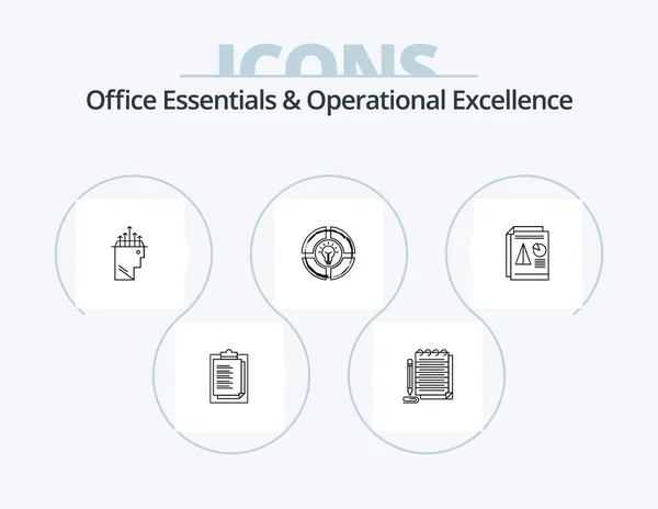 Office Essentials Och Operativ Exellence Line Icon Pack Ikon Design — Stock vektor