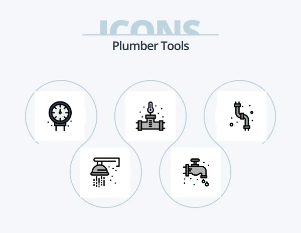 Plumber Line Filled Icon Pack Icon Design Gauge Plumber Mechanical — ストックベクタ