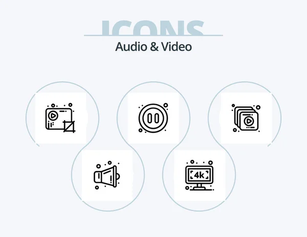 Audio Video Line Icon Pack Icon Design Level Audio Television — Stock Vector