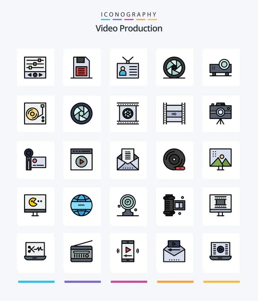 Creative Video Production Line Filled Icon Pack Movie Star Celebrity — Stockvektor