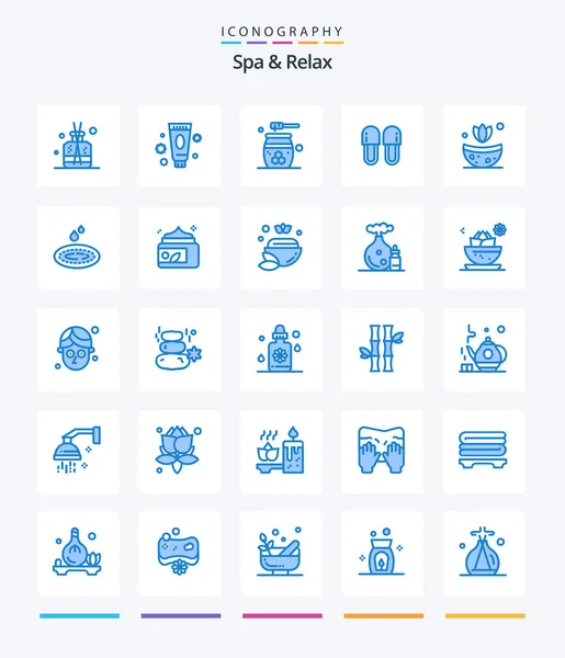 Creative Spa Relax Blue Icon Pack Relaxation Cosmetics Woman Beauty — Stock vektor