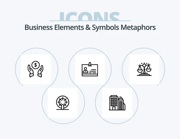Business Elements Symbols Metaphors Line Icon Pack Icon Design Guide — Vector de stock