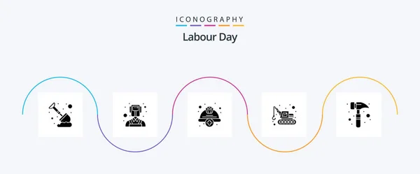 Labour Day Glyph Icon Pack Including Watch Kit Claw Hammer — Wektor stockowy