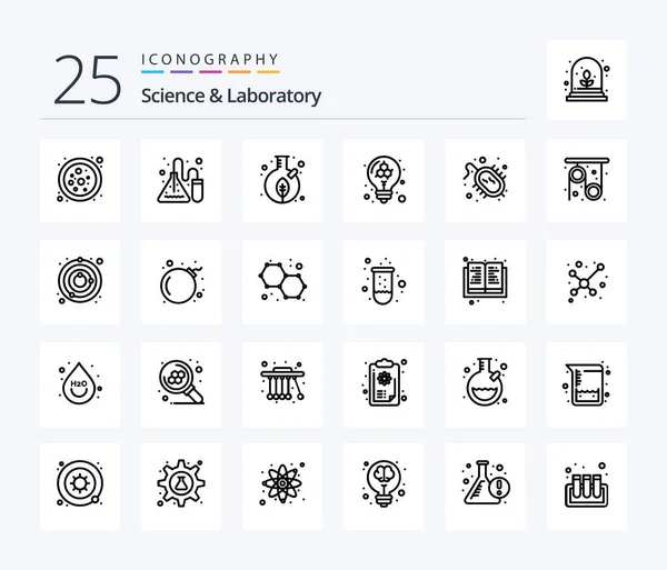 Science Line Icon Pack Including Disease Молекула Leaf Модель Лампочка — стоковый вектор