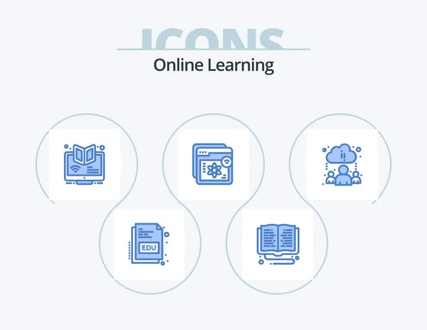 Online Learning Blue Icon Pack Icon Design Education Online Study — Stock Vector
