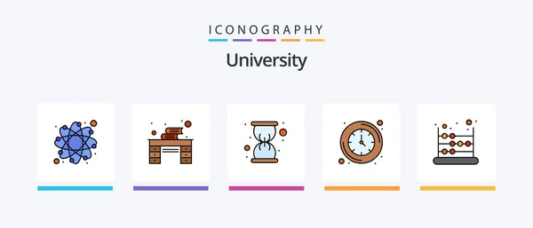 University Line Filled Icon Pack Inklusive Tools Physis Mathematik Lernen — Stockvektor
