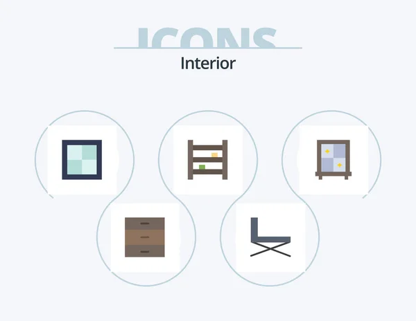 Interior Flat Icon Pack Icon Design Interior Cupboard Sit Cabinet — Stok Vektör