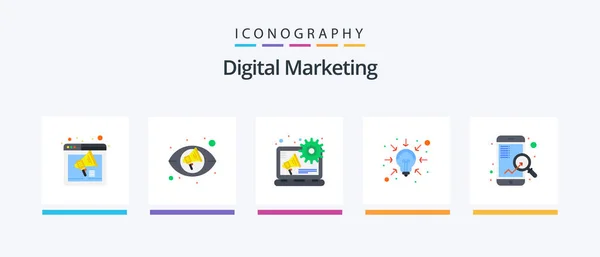 Digital Marketing Flat Icon Pack Including Search Fast Advertising Solutions — ストックベクタ