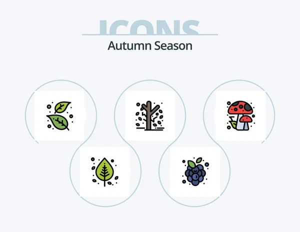 Autumn Line Filled Icon Pack Icon Design Apple Nature Amanita — Stok Vektör