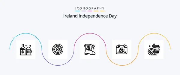 Irlanda Independence Day Linea Pacchetto Icone Compreso Irlanda Patricks Rotto — Vettoriale Stock
