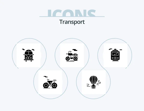 Transport Glyph Icon Pack Icon Design Transportation Public Bus Transport — Stock vektor