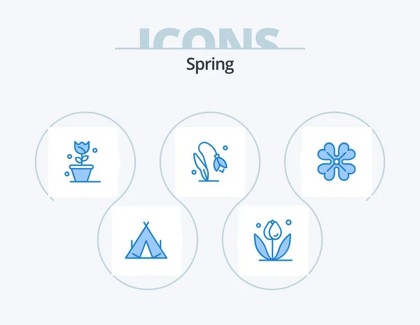 Spring Blue Icon Pack Icon Design Anemone — Stock Vector