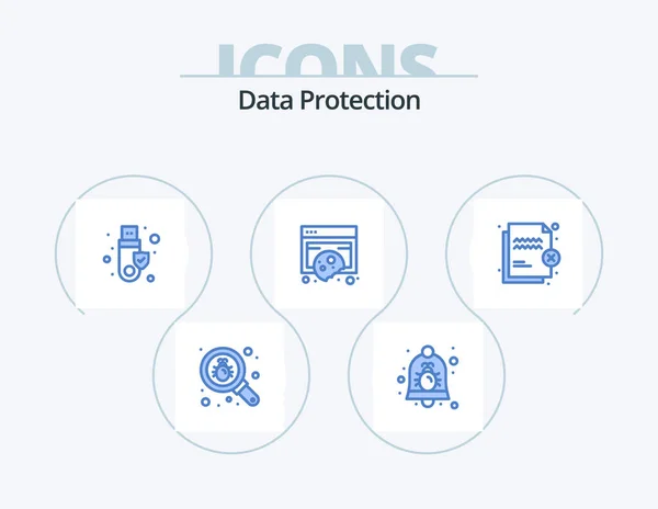 Data Protection Blue Icon Pack Icon Design Privacy Data Security — Stock vektor