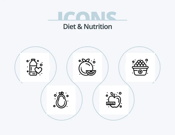Diet Nutrition Line Icon Pack Icon Design Water Fitness Health — Stok Vektör